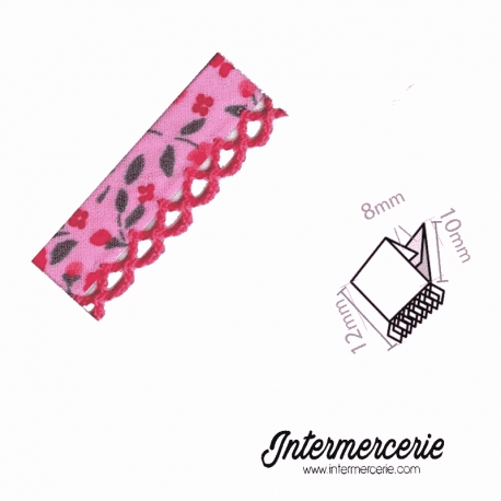 Biais picot liberty Fond et dentelle Fuchsia