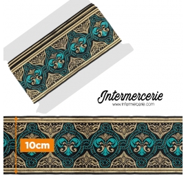 Galon tissé médiéval Or Noir Turquoise
