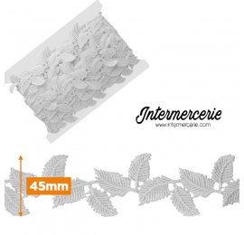 Guipure feuilles 40 mm blanc