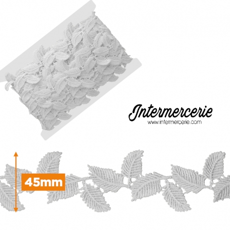 Guipure feuilles 40 mm blanc