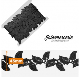 Guipure feuilles 40 mm noir
