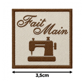 Écusson carré 3,5 cm Fait main Machine à coudre