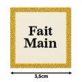Écusson carré 3,5 cm Fait main Cadre d'or