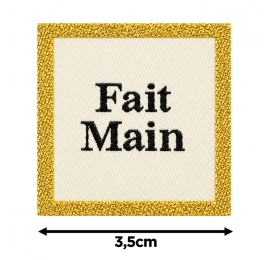 Écusson carré 3,5 cm Fait main Cadre d'or