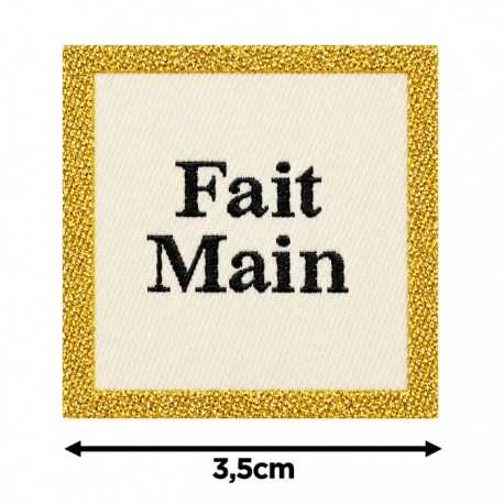 Écusson carré 3,5 cm Fait main Cadre d'or