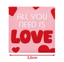 Écusson carré 3,5 cm Fait main Love