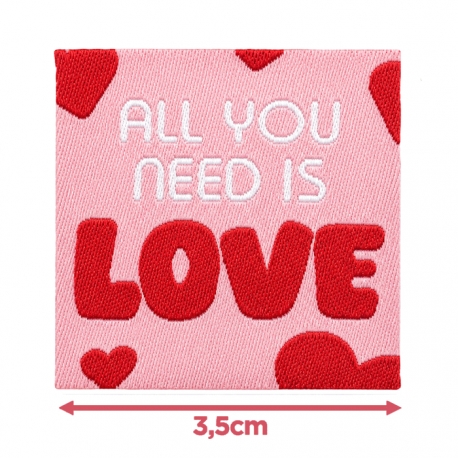 Écusson carré 3,5 cm Fait main Love